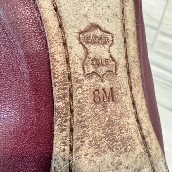 Tory Burch Caroline Leather Gold Logo Ballet Flats Minimalist Preppy Dark Plum 8 - Picture 5 of 8